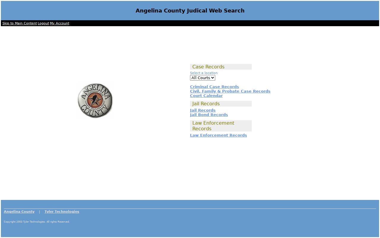 Lufkin residents directory Angelina County public court records menu