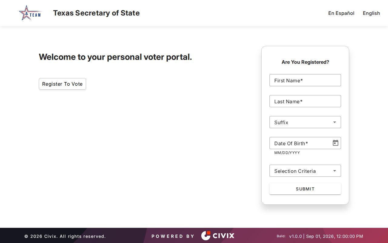 Lufkin residents directory Texas voter lookup interface